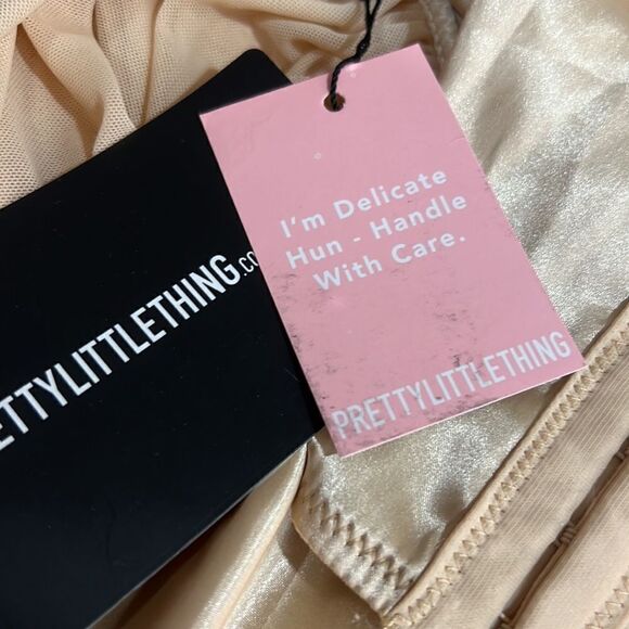 Pretty Little Things Nude Underbust Halterneck Chiffon strap crop top size 6 NWT - Picture 14 of 14